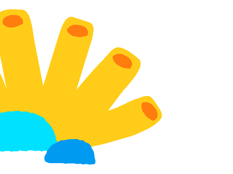 Cartoon illustrated yellow and blue coral