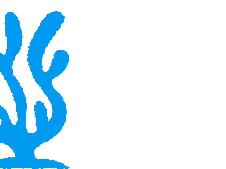 Cartoon illustrated blue seaweed with textured edges