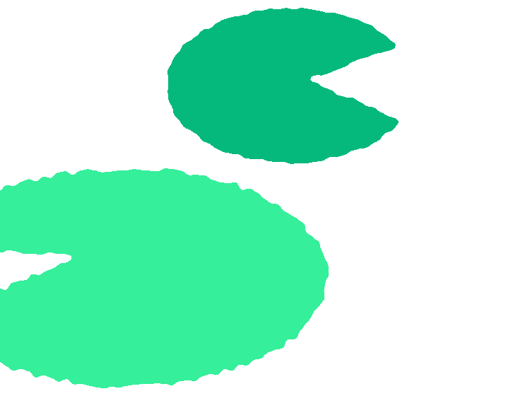 Cartoon illustrated green lily pads with textured edges