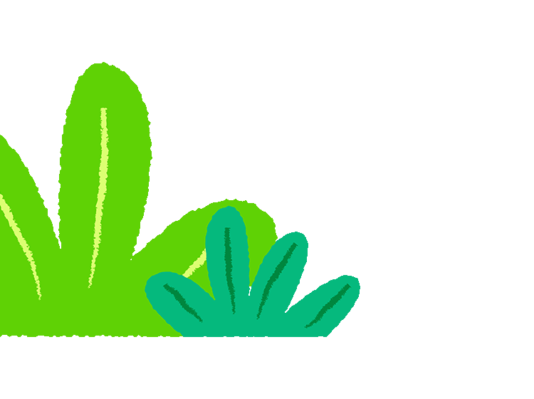 cartoon illustrated green bushes with textured edges