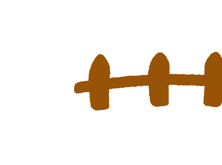 Cartoon illustrated brown picket fence with textured edges