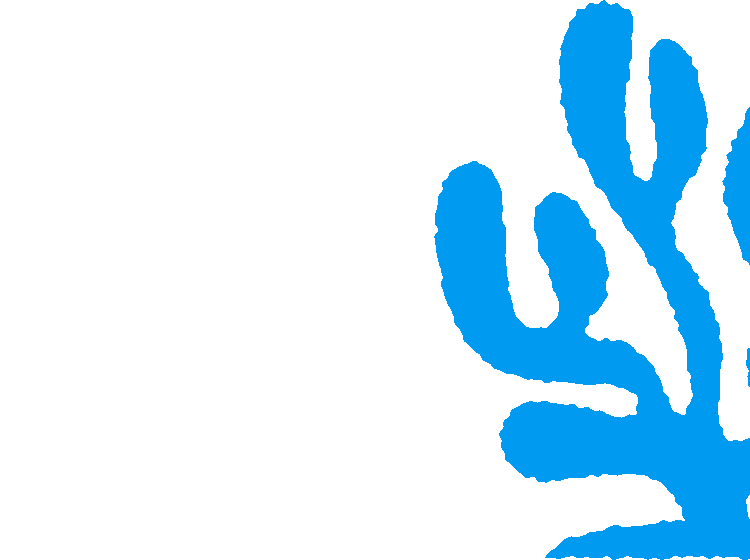 Cartoon illustrated blue seaweed with textured edges