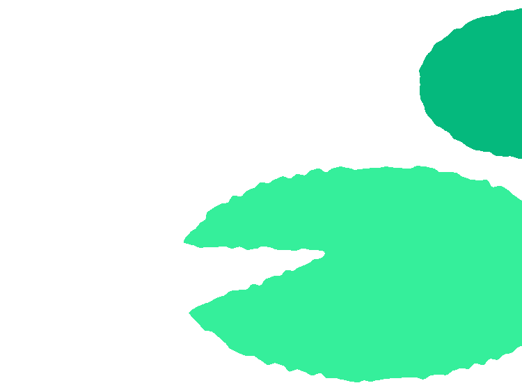 Cartoon illustrated green lily pads with textured edges