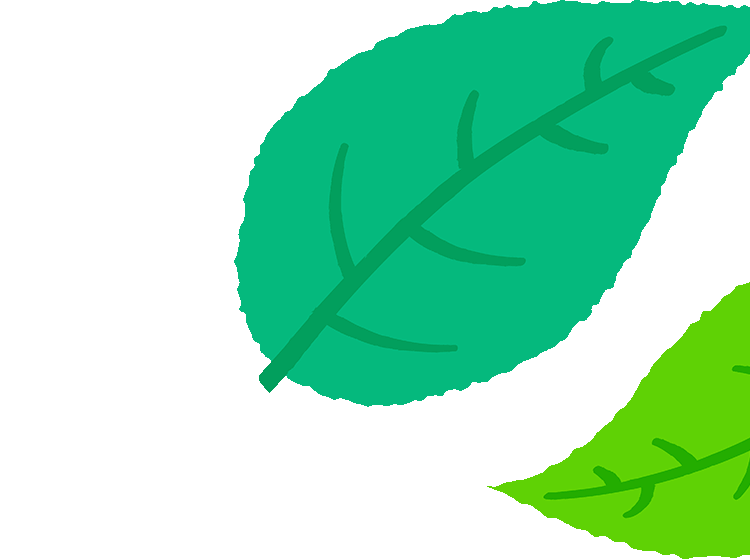 Illustrated cartoon green falling leaves with textured edges