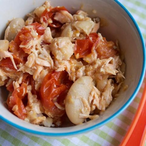 Salmon, Butter Beans & Tomatoes